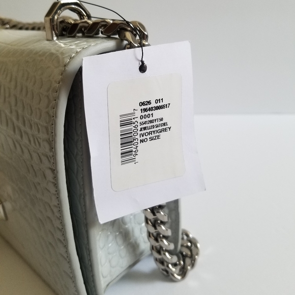 Alexander McQueen Four Ring Croc-Embossed Leather Crossbody Bag Light Gr… - Picture 11 of 11